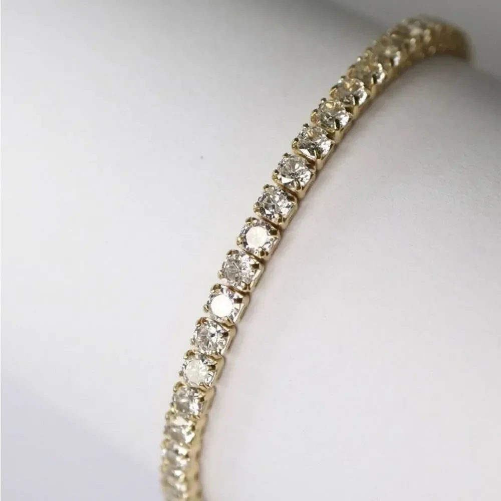 5.83CT Round 3mm Moissanite Tennis Bracelet 14k Gold Vermeil - 7